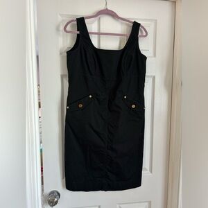 Etcetera Women’s Sleeveless Jumper Shift Dress Black 14 Gold Accents Pockets